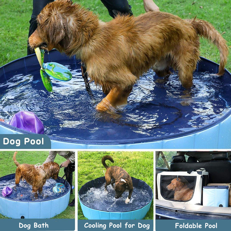 Pet Swimming Pool Foldable Portable Pool for Dogs Outdoor Summer Play - Grey-120x30cm.
