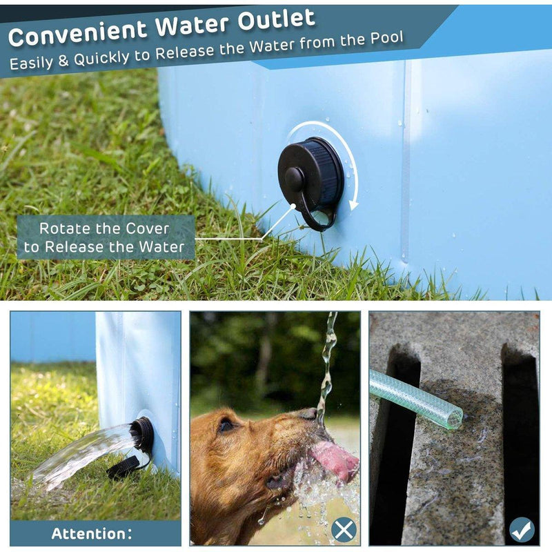 Pet Swimming Pool Foldable Portable Pool for Dogs Outdoor Summer Play - Grey-120x30cm.
