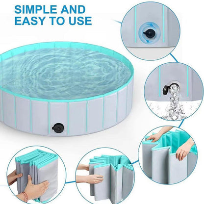 Pet Swimming Pool Foldable Portable Pool for Dogs Outdoor Summer Play - Grey-120x30cm.