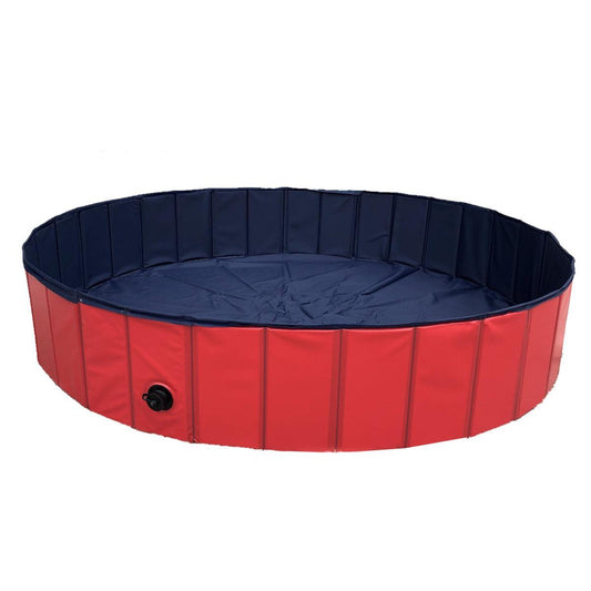 Pet Swimming Pool Foldable Portable Pool for Dogs Outdoor Summer Play - Red-120x30cm.