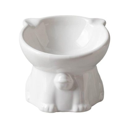 Ceramic Cat Bowl Cute Tall Raised Cat Food Bowl for Pets Eating Comfortably - Black