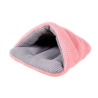 Pet Kennel Sleeping Bag Semi Enclosed Bed for Small Animals Cats and Puppies - Blue