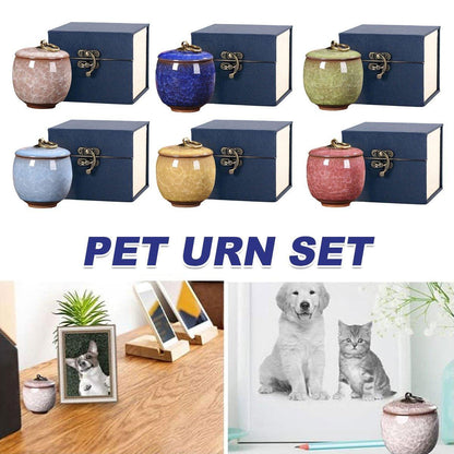 Small Pet Urn for Ashes Memorial Keepsake Urns for Dog Cat Cremation Remains - Sky Blue