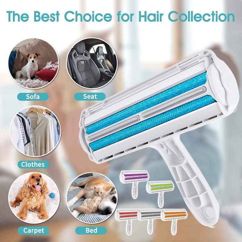 Pet Hair Remover Brush Dog Cat Fur Cleaning Roller Reusable Self Cleaning Tool - Purple