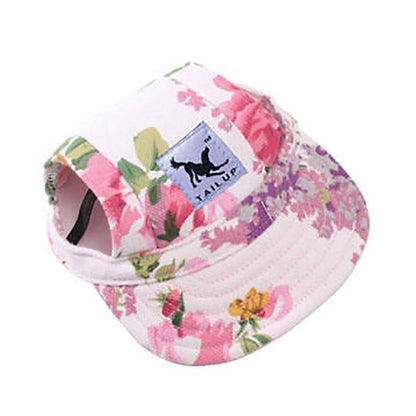 Dog Baseball Cap Outdoor Pet Sun Hat Summer Canvas Visor Puppy S Size - Flower