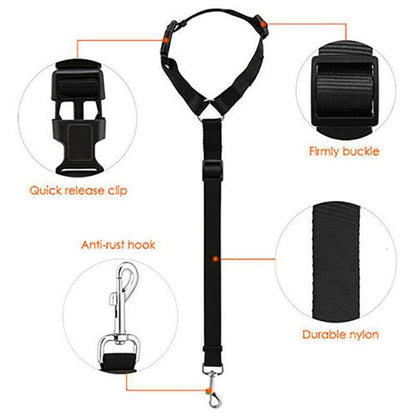 Adjustable Pet Dog Car Clip Lead Harness Strap for Vehicle Travel Restraint Use - Black