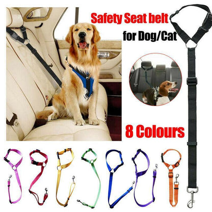 Adjustable Pet Dog Car Clip Lead Harness Strap for Vehicle Travel Restraint Use - Blue