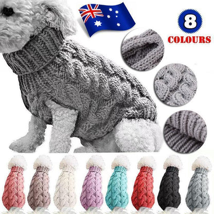 Puppy Dog Jumper Winter Warm Knitted Sweater Pet Clothes Small Dogs Coat Thermal M Size - Blue