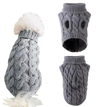 Puppy Dog Jumper Winter Warm Knitted Sweater Pet Clothes Small Dogs Coat Thermal M Size - Blue