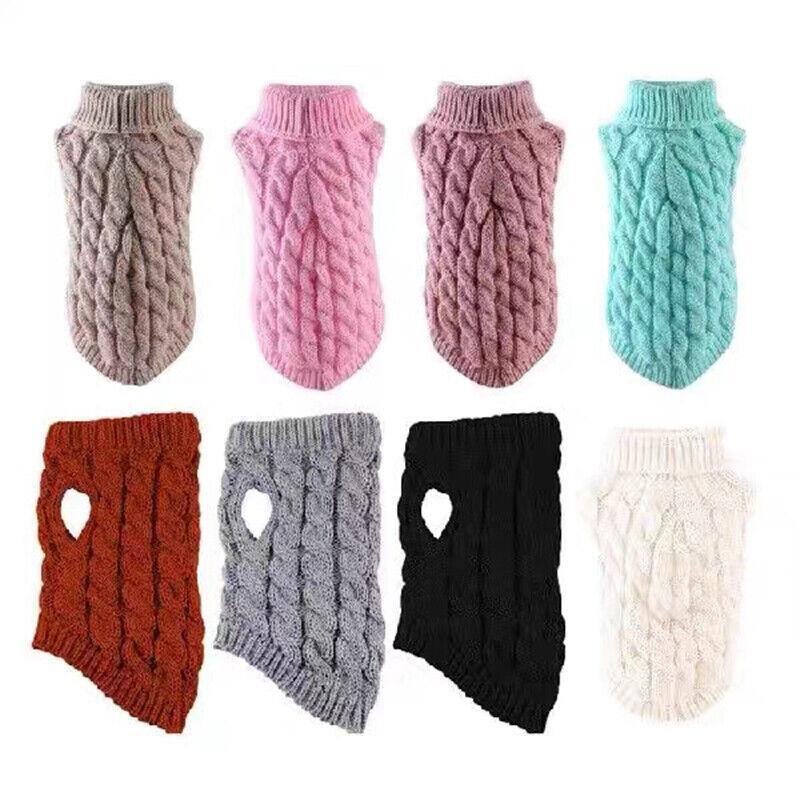 Puppy Dog Jumper Winter Warm Knitted Sweater Pet Clothes Small Dogs Coat Thermal L Size - Grey