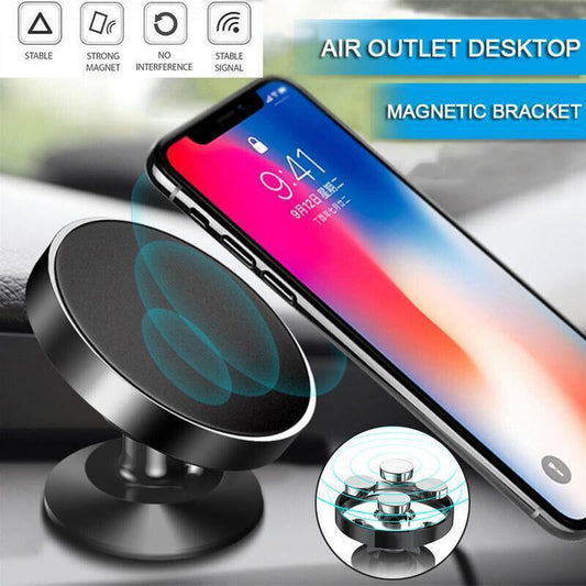 360-Degree Car Phone Holder Dashboard Mount Stand Cradle for Flat Surface - Silver.