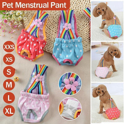 Female Pet Dog Cat Puppy Pant Menstrual Sanitary Nappy Diaper Wrap Underwear Blue - XL