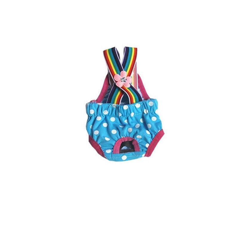Female Pet Dog Cat Puppy Pant Menstrual Sanitary Nappy Diaper Wrap Underwear Blue - XL