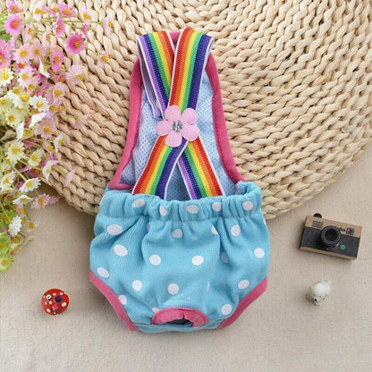 Female Pet Dog Cat Puppy Pant Menstrual Sanitary Nappy Diaper Wrap Underwear Blue - M