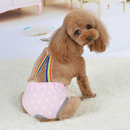 Female Pet Dog Cat Puppy Pant Menstrual Sanitary Nappy Diaper Wrap Underwear Blue - XXS
