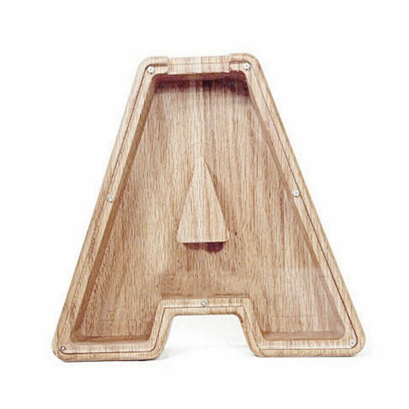 Wooden Piggy Bank Funny Letter or Guitar Coin Saving Money Box A–Z Gift Idea - N