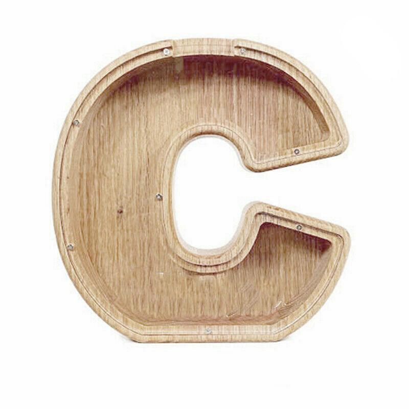 Wooden Piggy Bank Funny Letter or Guitar Coin Saving Money Box A–Z Gift Idea - N