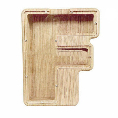 Wooden Piggy Bank Funny Letter or Guitar Coin Saving Money Box A–Z Gift Idea - N