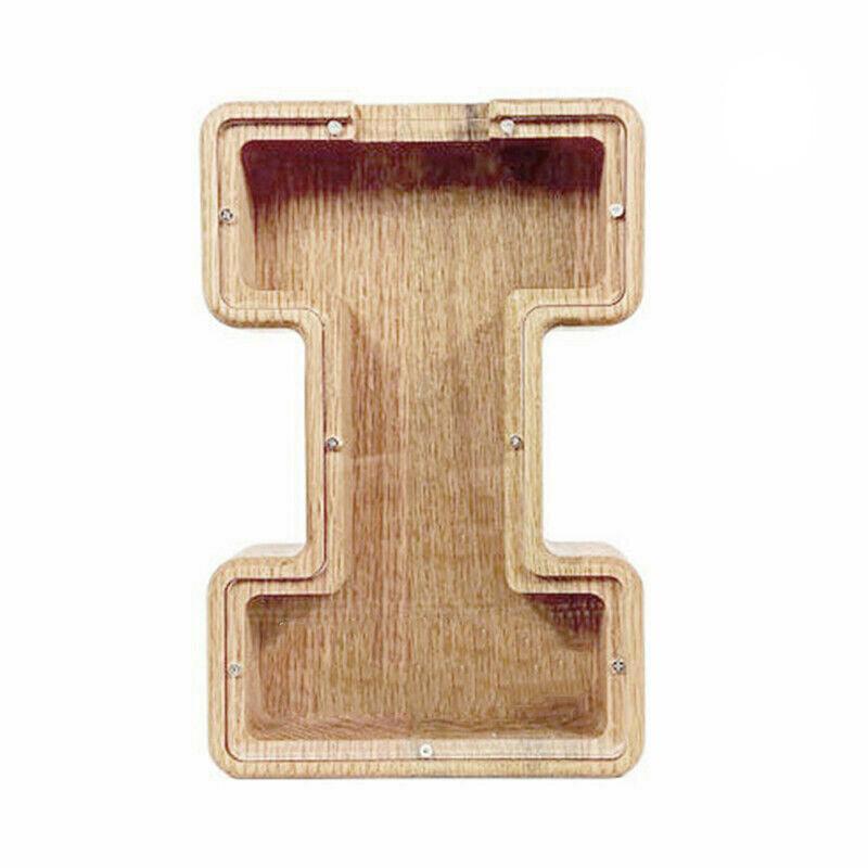Wooden Piggy Bank Funny Letter or Guitar Coin Saving Money Box A–Z Gift Idea - N