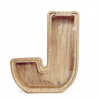 Wooden Piggy Bank Funny Letter or Guitar Coin Saving Money Box A–Z Gift Idea - N