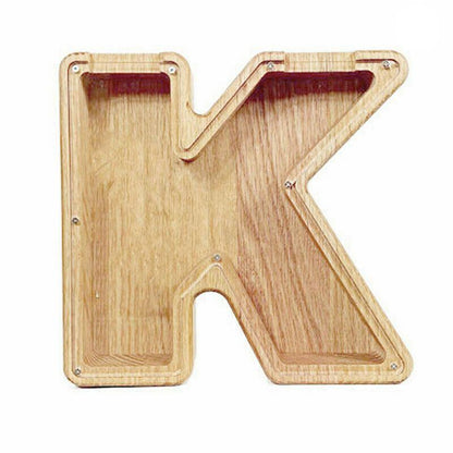 Wooden Piggy Bank Funny Letter or Guitar Coin Saving Money Box A–Z Gift Idea - N