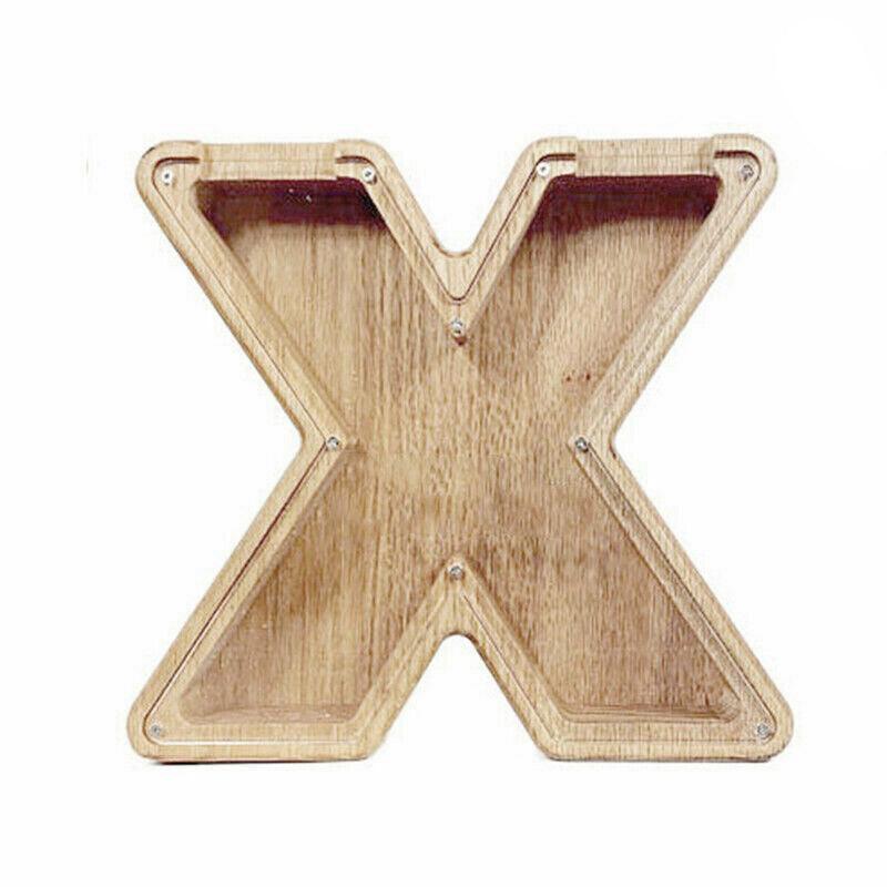 Wooden Piggy Bank Funny Letter or Guitar Coin Saving Money Box A–Z Gift Idea - N
