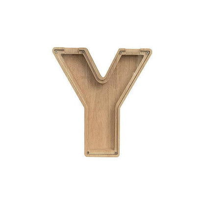 Wooden Piggy Bank Funny Letter or Guitar Coin Saving Money Box A–Z Gift Idea - N