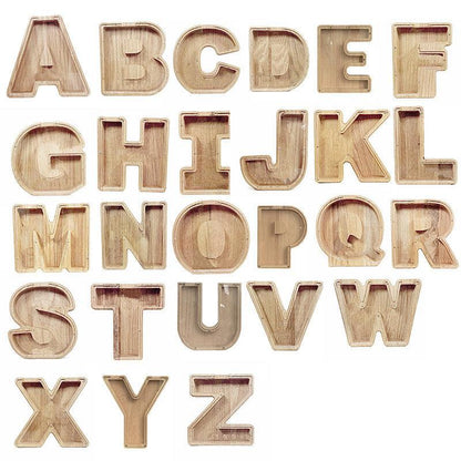 Wooden Piggy Bank Funny Letter or Guitar Coin Saving Money Box A–Z Gift Idea - U
