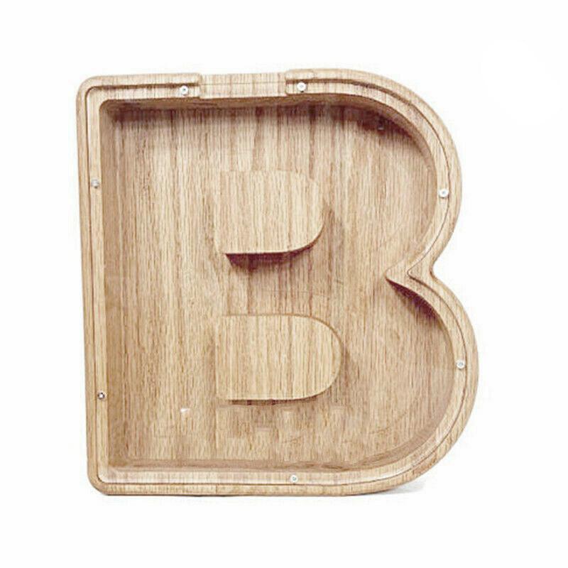 Wooden Piggy Bank Funny Letter or Guitar Coin Saving Money Box A–Z Gift Idea - U