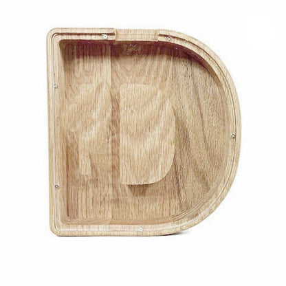 Wooden Piggy Bank Funny Letter or Guitar Coin Saving Money Box A–Z Gift Idea - U