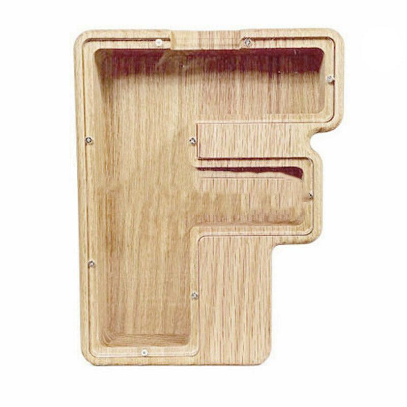 Wooden Piggy Bank Funny Letter or Guitar Coin Saving Money Box A–Z Gift Idea - U