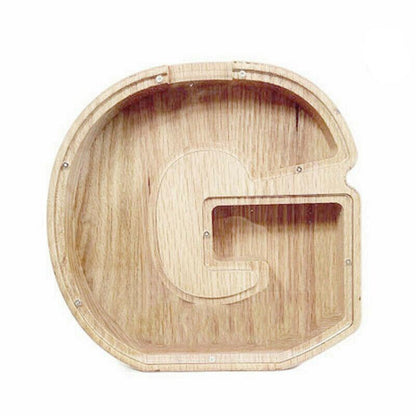 Wooden Piggy Bank Funny Letter or Guitar Coin Saving Money Box A–Z Gift Idea - U