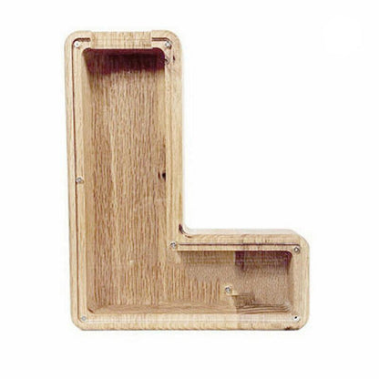 Wooden Piggy Bank Funny Letter or Guitar Coin Saving Money Box A–Z Gift Idea - U