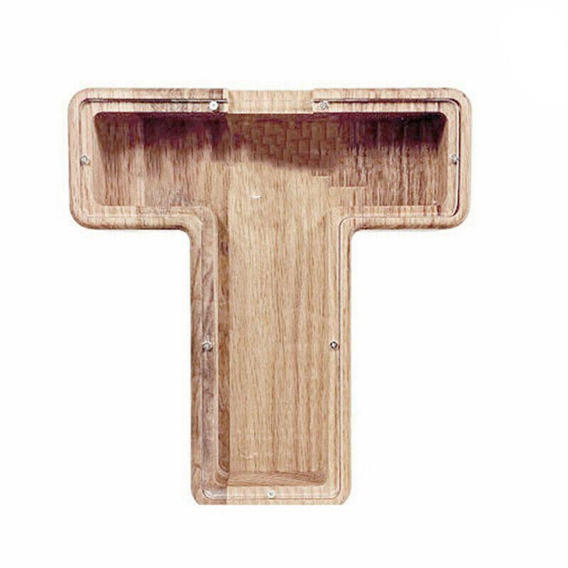 Wooden Piggy Bank Funny Letter or Guitar Coin Saving Money Box A–Z Gift Idea - U