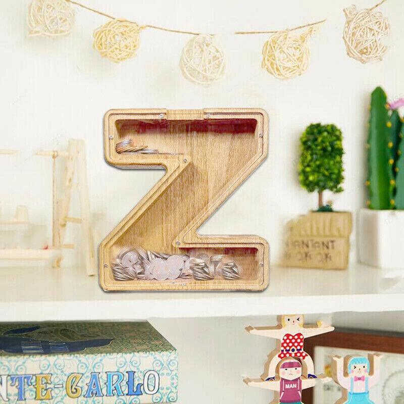 Wooden Piggy Bank Funny Letter or Guitar Coin Saving Money Box A–Z Gift Idea - Y