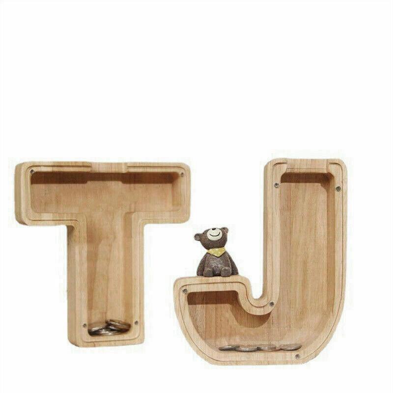 Wooden Piggy Bank Funny Letter or Guitar Coin Saving Money Box A–Z Gift Idea - Y
