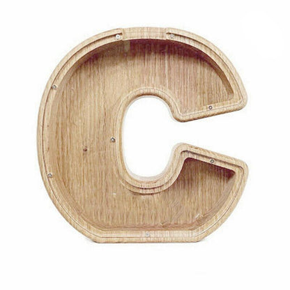 Wooden Piggy Bank Funny Letter or Guitar Coin Saving Money Box A–Z Gift Idea - Y