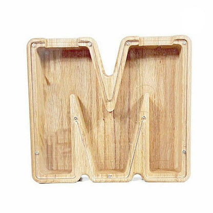 Wooden Piggy Bank Funny Letter or Guitar Coin Saving Money Box A–Z Gift Idea - Y