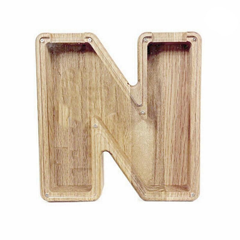 Wooden Piggy Bank Funny Letter or Guitar Coin Saving Money Box A–Z Gift Idea - Y