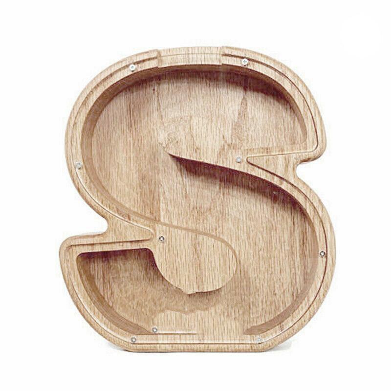 Wooden Piggy Bank Funny Letter or Guitar Coin Saving Money Box A–Z Gift Idea - Y