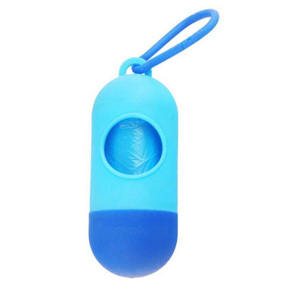 Portable Dog Waste Bag Dispenser with Refill Rolls for Pet Walking Cleanup - Blue