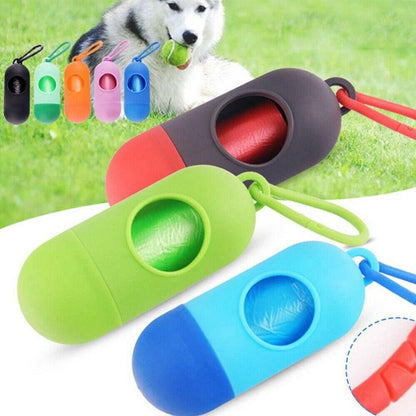 Portable Dog Waste Bag Dispenser with Refill Rolls for Pet Walking Cleanup - Orange