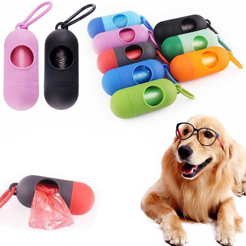 Portable Dog Waste Bag Dispenser with Refill Rolls for Pet Walking Cleanup - Orange