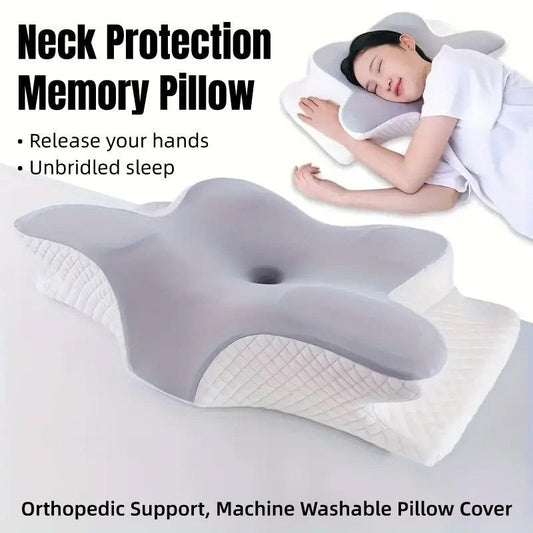 Memory Foam Butterfly Neck Pillow for Enhanced Comfort and Sleep Positioning.
