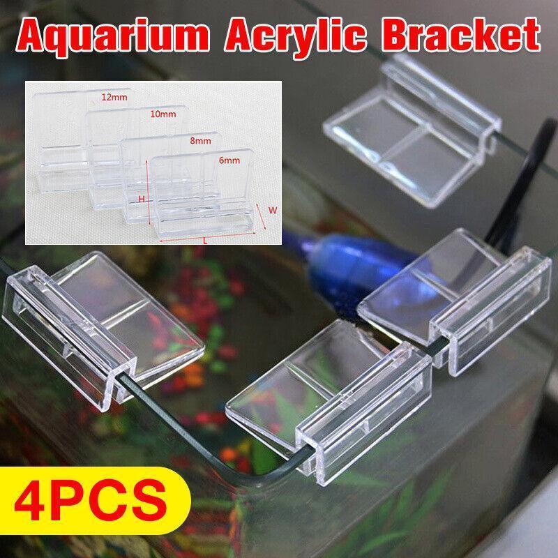4Pcs Aquarium Fish Tank Glass Cover Support Holder Acrylic Clip Bracket 6/8/10/12mm - 10mm