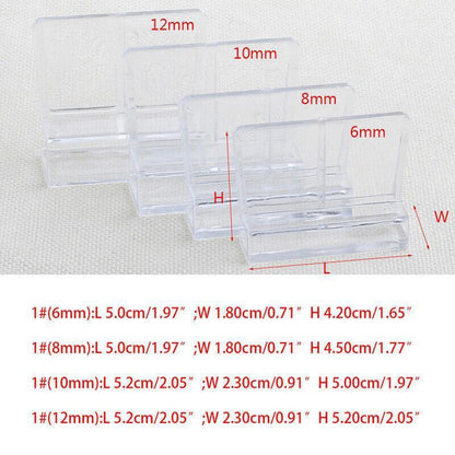 4Pcs Aquarium Fish Tank Glass Cover Support Holder Acrylic Clip Bracket 6/8/10/12mm - 10mm