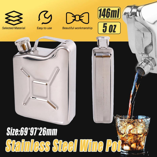 146ml Portable Outdoor Camping Oil Can Thick Stainless Steel Fuel Bottle Flask.