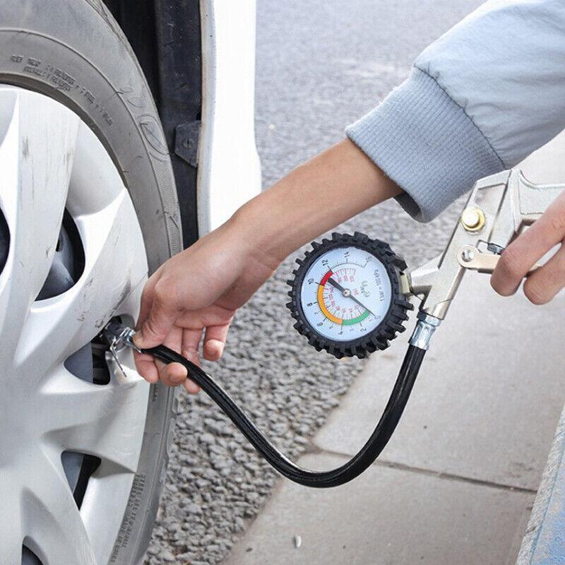 Air Tyre Inflator Pressure Meter Car Truck Tire Pump Hose Gauge Compressor Tools.