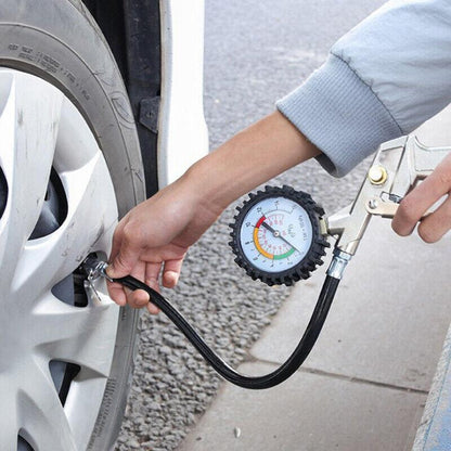Air Tyre Inflator Pressure Meter Car Truck Tire Pump Hose Gauge Compressor Tools.
