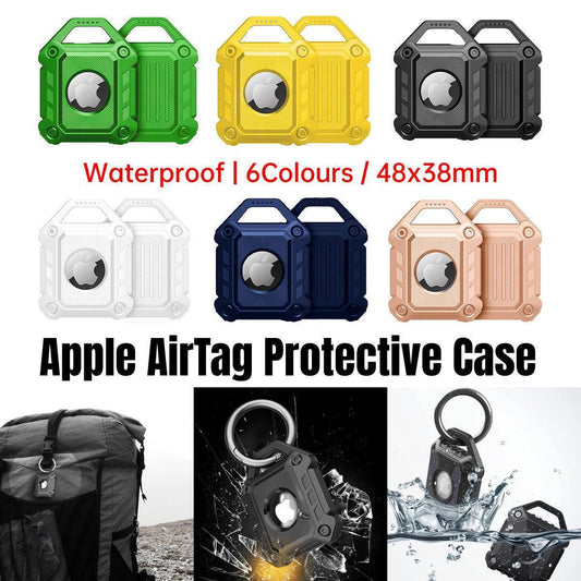 Waterproof Apple AirTag Protective Case TPU Cover Air Tag Tracker Loop Holder - Yellow.